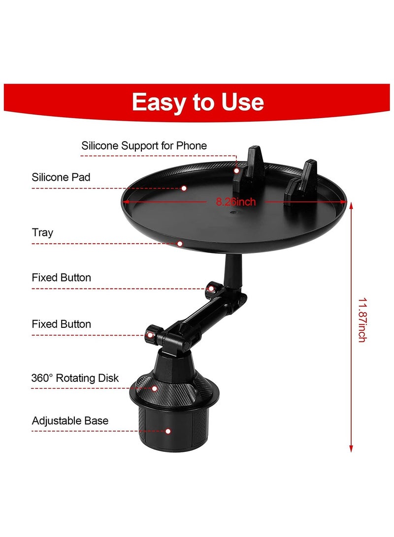 Car Cup Holder Tray, Car Tray Table with Phone Holder, Adjustable Car Tray Perfect for Eating in The Car - Image 1