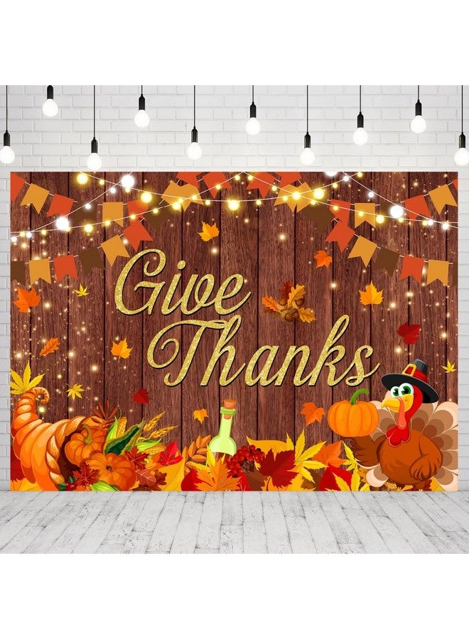 INRUI Thanksgiving Day Photography Background Autumn Fall Pumpkin Harvest Give Thanks Turkey Festival Party Decorations Backdrop (8X6Ft) - Image 1