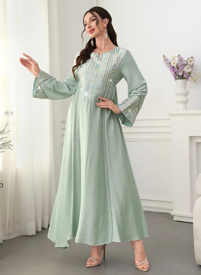 Take Two Green Embellished A-Line Maxi Dress - Image 5