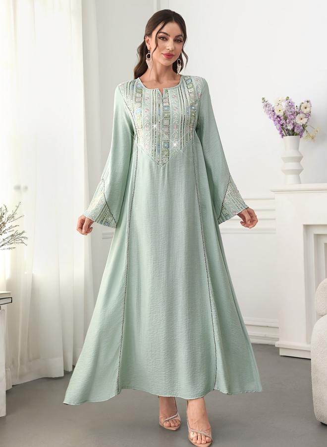 Take Two Green Embellished A-Line Maxi Dress - Image 4