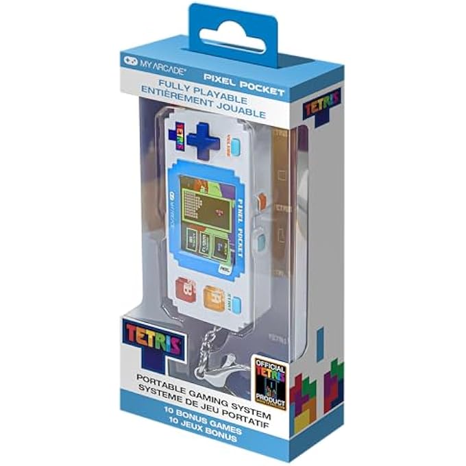 TETRIS PIXEL PLAYER: OFFICIALLY LICENSED TETRIS VIDEO GAME, 10 BONUS GAMES, PORTABLE KEYCHAIN GAME FOR KIDS AND ADULTS - Image 1