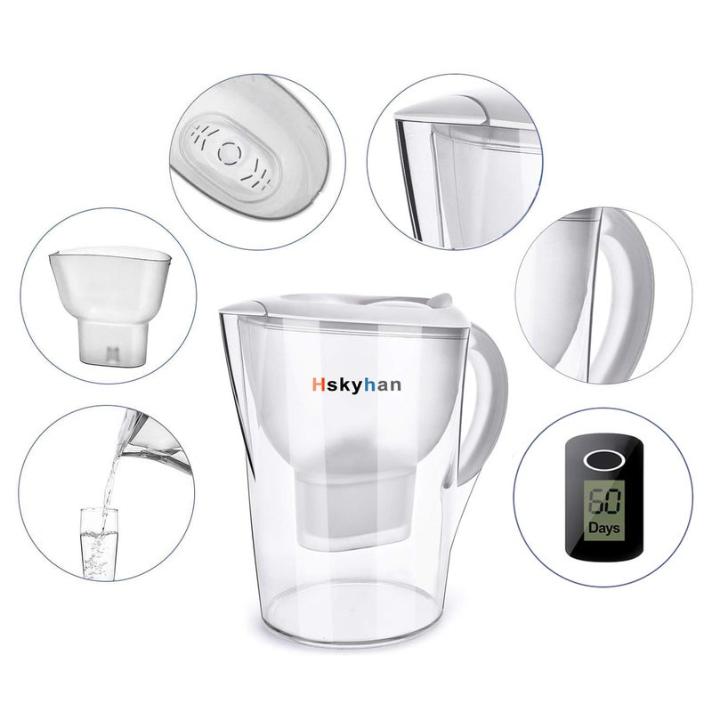 Hskyhan Water Filter Pitcher Alkaline - 3.5 Liters Improve PH, 2 Filters Included, BPA Free, 7 Stage Filteration System to Purifier, White - Image 4
