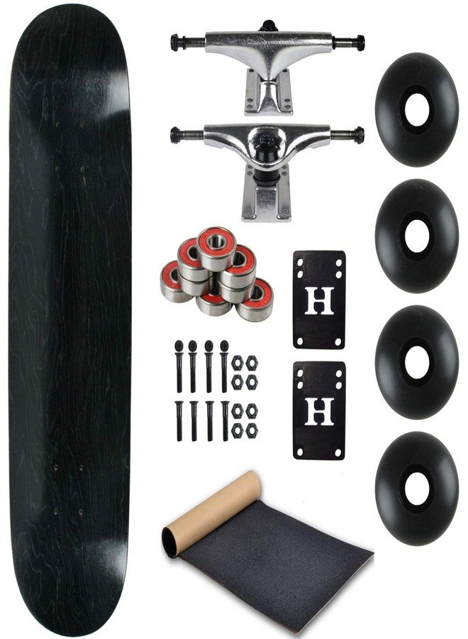 Moose Complete Skateboard Stain Black 8.25" with Silver Trucks and Black Wheels - Image 1