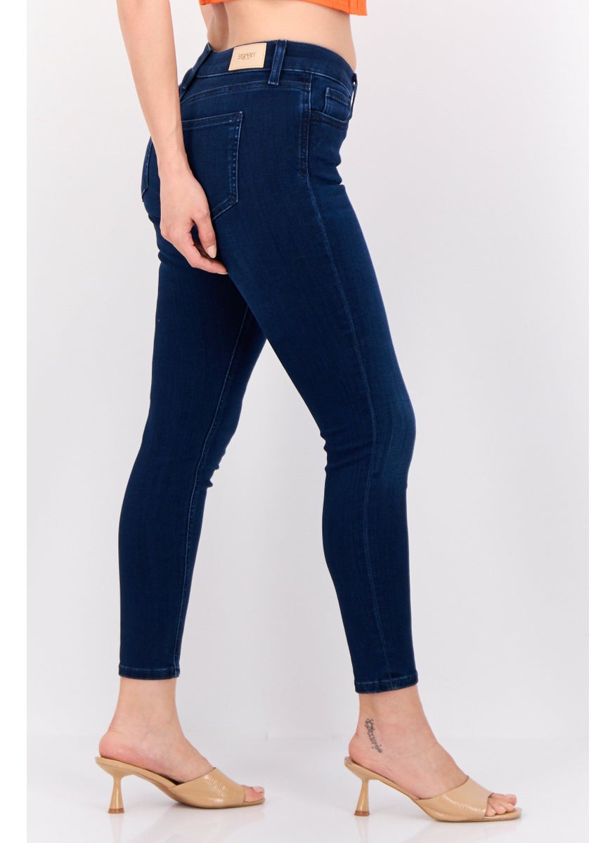 ESPRIT - Women Skinny Fit Mid Rise Straight Leg Stretchable Jeans, Dark Blue - Image 1