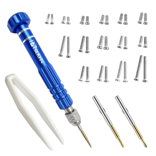 PTSLKHN Eye Glass Repairing Kit, S2 Steel Screwdriver with 15 Types of Screws, Precision Eyeglass Repair Tool Set (Blue 2in1-screws) - Image 1