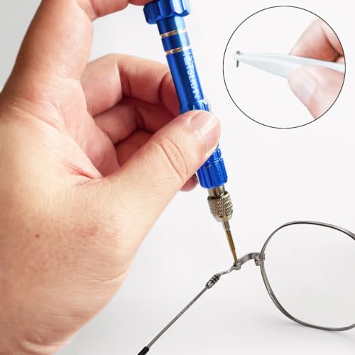 PTSLKHN Eye Glass Repairing Kit, S2 Steel Screwdriver with 15 Types of Screws, Precision Eyeglass Repair Tool Set (Blue 2in1-screws) - Image 5