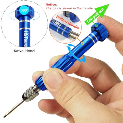 PTSLKHN Eye Glass Repairing Kit, S2 Steel Screwdriver with 15 Types of Screws, Precision Eyeglass Repair Tool Set (Blue 2in1-screws) - Image 4