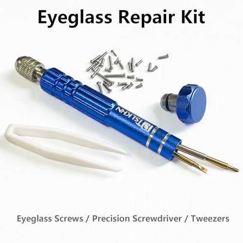 PTSLKHN Eye Glass Repairing Kit, S2 Steel Screwdriver with 15 Types of Screws, Precision Eyeglass Repair Tool Set (Blue 2in1-screws) - Image 2