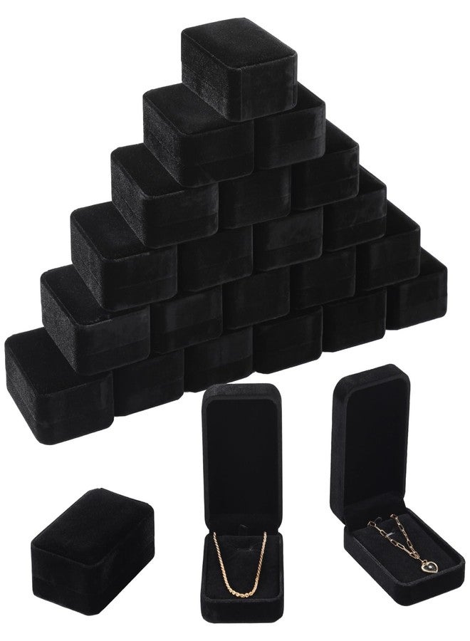 NIMBLOOM 24 PCS Velvet Necklace Pendant Boxes, Removable Insert Jewelry Display Case with Silent Opening, Black Jewelry Storage Holder for Rings Earrings Necklaces, Anniversary Present - Image 1