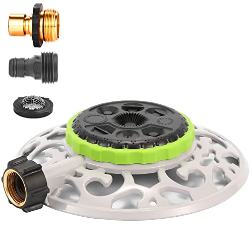 Sanpaint Turret Pattern Sprinkler, 8-Pattern Stationary Water Sprinkler on Metal Decorative Base for Watering Small and Large Yards, Lawns, Garden or Odd Shaped Areas - Image 1