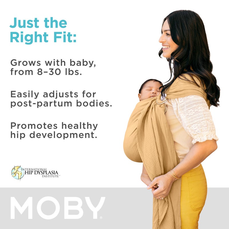 Moby Baby Wrap Carrier Ring Sling for Newborns to Toddlers, Hands-Free, Versatile Support for Moms & Dads, Breathable & Lightweight, Supports Children 8-30 lbs (Saffron) - Image 2