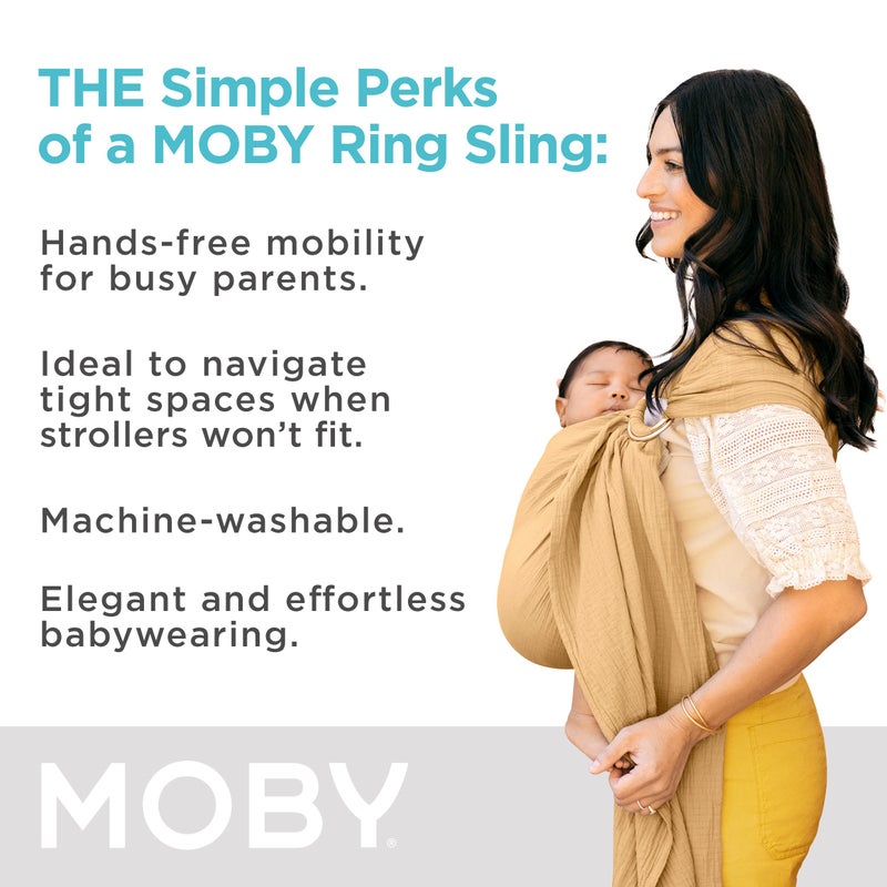 Moby Baby Wrap Carrier Ring Sling for Newborns to Toddlers, Hands-Free, Versatile Support for Moms & Dads, Breathable & Lightweight, Supports Children 8-30 lbs (Saffron) - Image 3