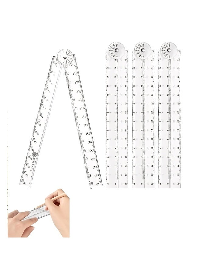 4 قطع مسطرة قابلة للطي 30 سم مسطرة قابلة للطي 15 سم مسطرة مستقيمة شفافة أداة قياس هندسية واضحة للاستخدام في المدرسة أو المنزل أو النجار أو الكهربائي أو المهندس أو المكتب - Image 1