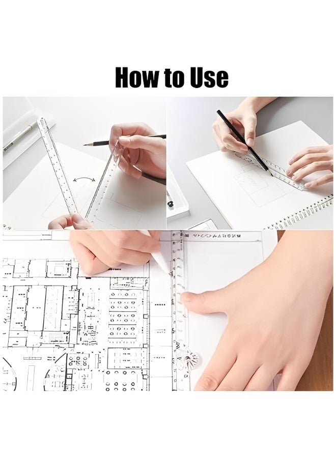 4 قطع مسطرة قابلة للطي 30 سم مسطرة قابلة للطي 15 سم مسطرة مستقيمة شفافة أداة قياس هندسية واضحة للاستخدام في المدرسة أو المنزل أو النجار أو الكهربائي أو المهندس أو المكتب - Image 3