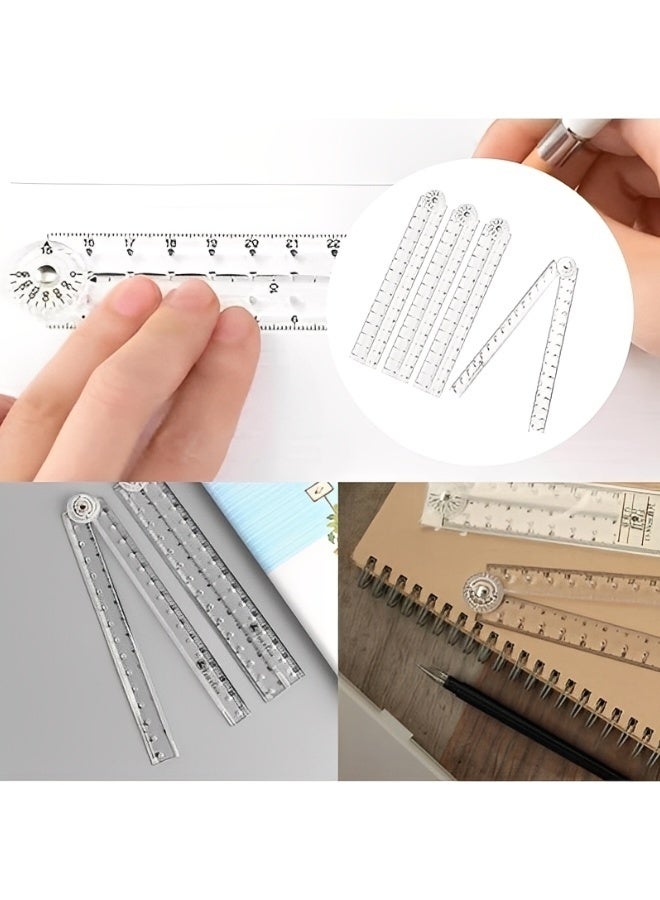 4 قطع مسطرة قابلة للطي 30 سم مسطرة قابلة للطي 15 سم مسطرة مستقيمة شفافة أداة قياس هندسية واضحة للاستخدام في المدرسة أو المنزل أو النجار أو الكهربائي أو المهندس أو المكتب - Image 4