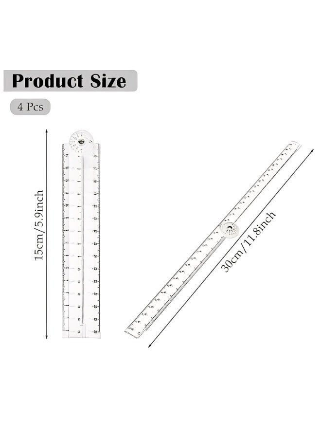 4 قطع مسطرة قابلة للطي 30 سم مسطرة قابلة للطي 15 سم مسطرة مستقيمة شفافة أداة قياس هندسية واضحة للاستخدام في المدرسة أو المنزل أو النجار أو الكهربائي أو المهندس أو المكتب - Image 5