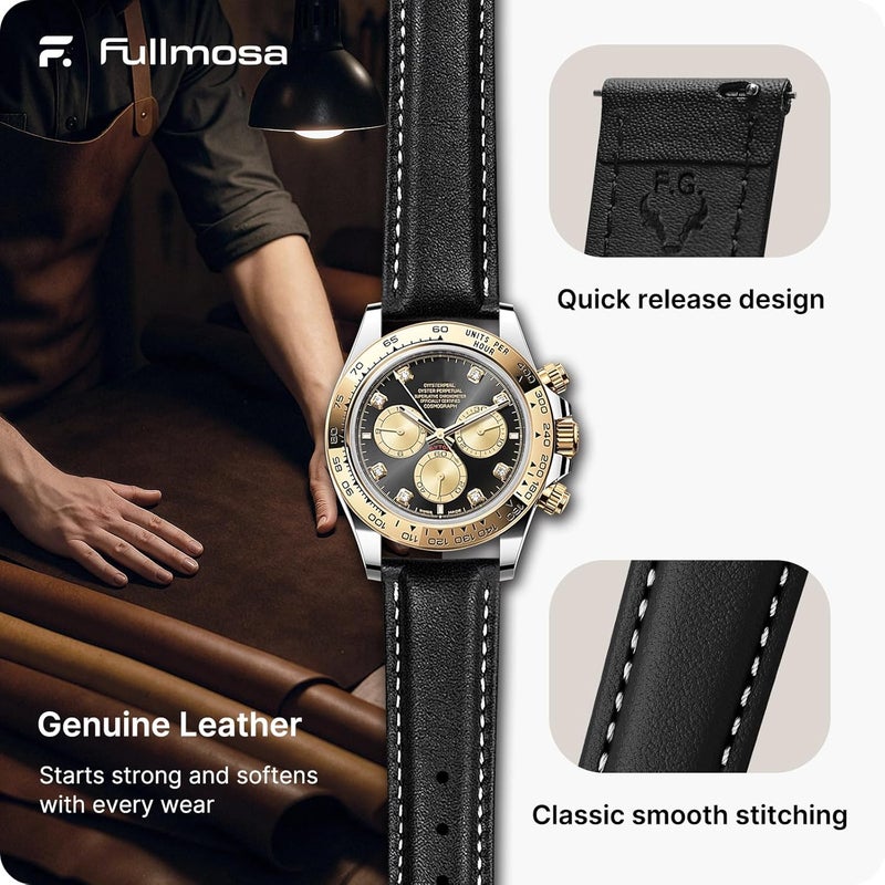 Fullmosa 22mm Watch Straps for Men Women Leather Replacement Bands Compatible with Samsung Galaxy Watch 3, Galaxy Watch 46mm, Garmin Vivoactive 4, Fossil Gen 5/6, Huawei GT2 /pro - Image 4
