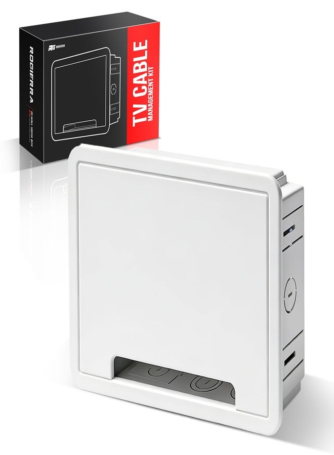 Rogierra in-Wall Media Box - TV Cable Management Kit, Structured Media Enclosuree, Home Theater Box, for Roku, Apple TV, Samsung One Connect Mini - WiFi Friendly, Dual Purpos, White-9" - Image 1