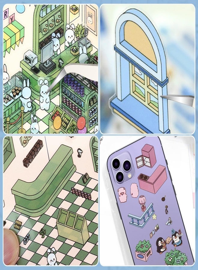 Draupnir DIY 3D House Stickers, 4 Set Fun DIY Stickers Scene Make Your Own Warm Home, Supermarket, Coffee Shop, Music Bar, Cute 3D Cartoon Scene Stickers for Adult Kids Relief Stress Pass The Time (SY2.0) - Image 3