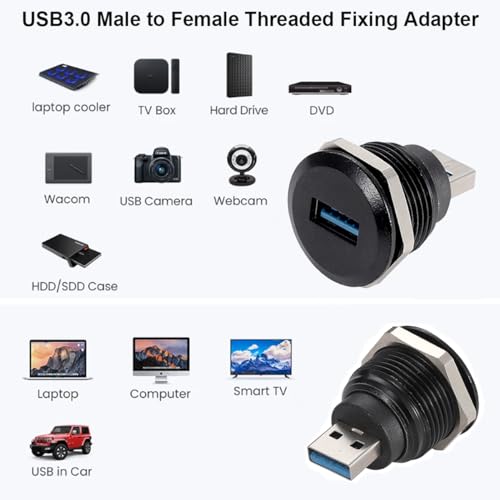 PENGLIN 2PCS USB 3.0 Connector, USB Male to Female Conversion Connector, USB3.0 Panel Mount Extension Adapter for Data Transfer/Charging - Image 4