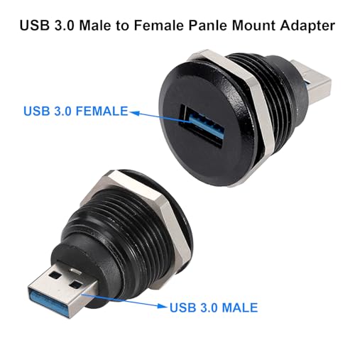 PENGLIN 2PCS USB 3.0 Connector, USB Male to Female Conversion Connector, USB3.0 Panel Mount Extension Adapter for Data Transfer/Charging - Image 2