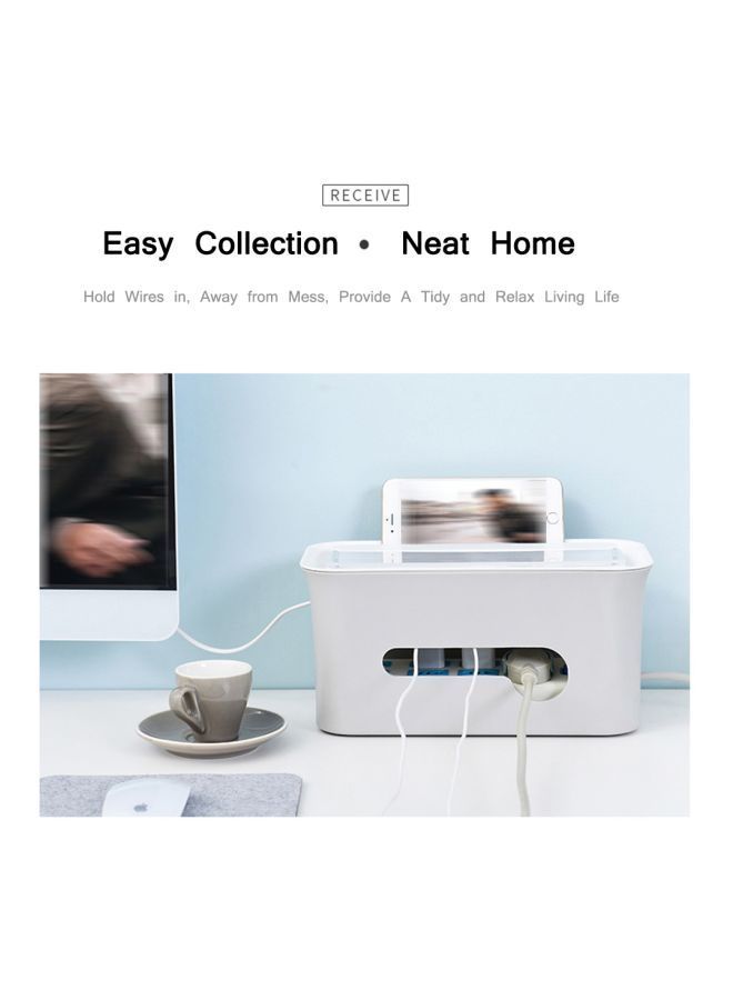 NIBEMINENT Cable Organizer Box White 11.34x5.35x5.51inch - Image 2