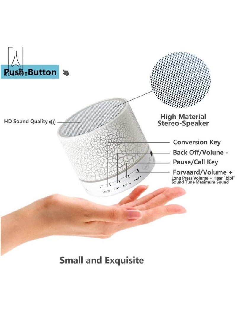 A9-Wireless Bluetooth Speaker With Crack Pattern/LED Flash/TF Card Support White  - Image 2