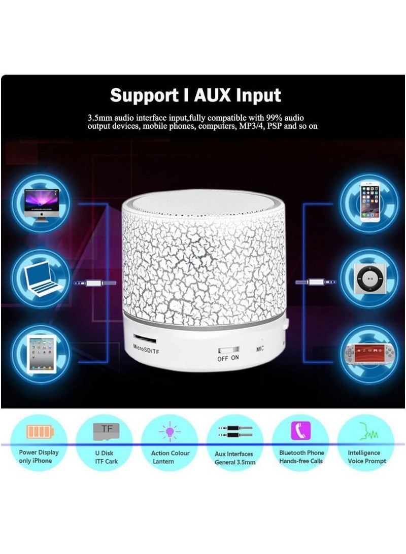 A9-Wireless Bluetooth Speaker With Crack Pattern/LED Flash/TF Card Support White  - Image 3