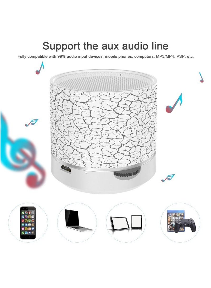 A9-Wireless Bluetooth Speaker With Crack Pattern/LED Flash/TF Card Support White  - Image 4