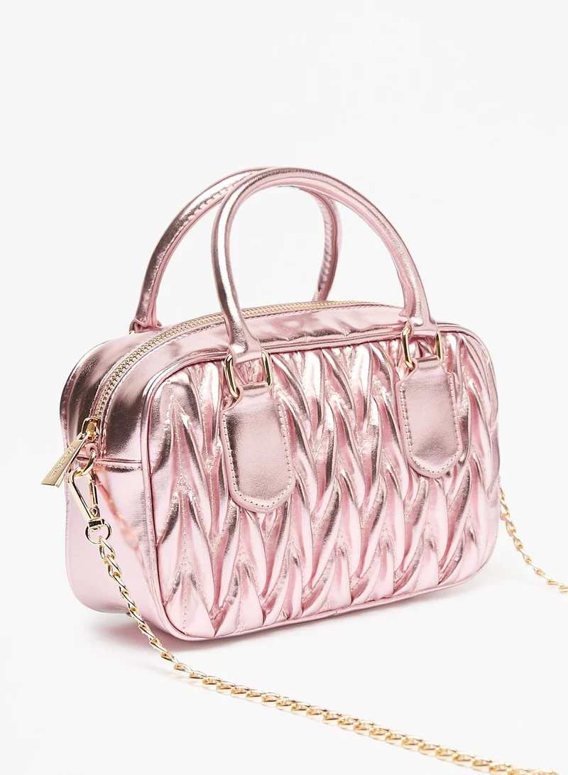 فلورا بيلا من شو إكسبرس Womens Quilted Bowler Bag with Chain Strap and Zip Closure Ramadan Collection