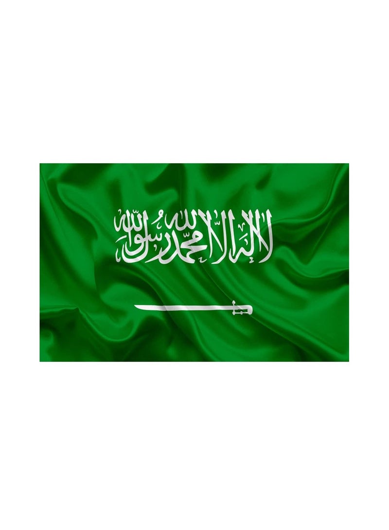 Romario KSA FLAG - Vivid Color & UV Fade Resistant, Light weight, Show support at sporting events and other celebrations, All around stitched, 100% Polyester - Size 96X64cm - Image 1