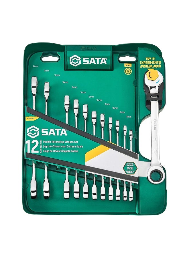 SATA ST09066-02 12-Piece Metric Double Ratcheting Wrench Set - Image 1