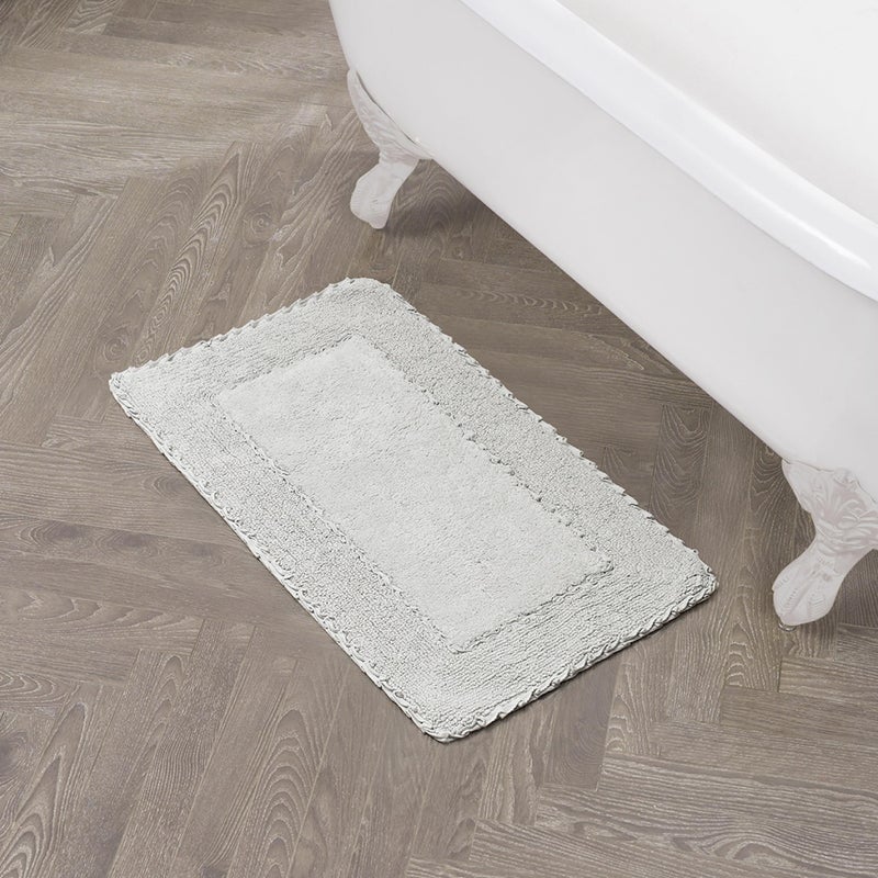 Laura Ashley Ruffle Border 100% Cotton Bath Rug, Light Grey, 20"x 34" - Image 1
