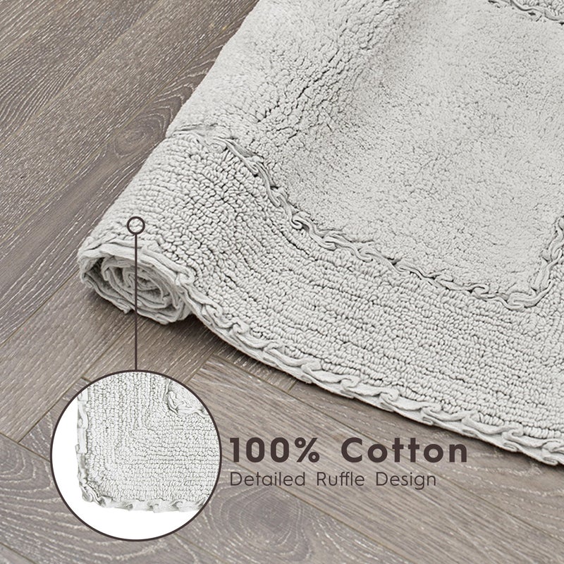 Laura Ashley Ruffle Border 100% Cotton Bath Rug, Light Grey, 20"x 34" - Image 3