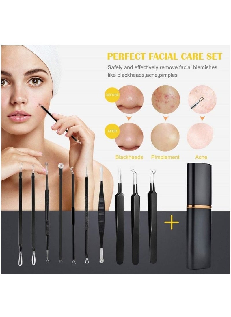 Blackhead Remover Tool 10 Pcs Professional Pimple Extractor Tool Acne Removal Kit - Treatment for Pimples Blackheads Zit Removing Forehead Facial and Nose