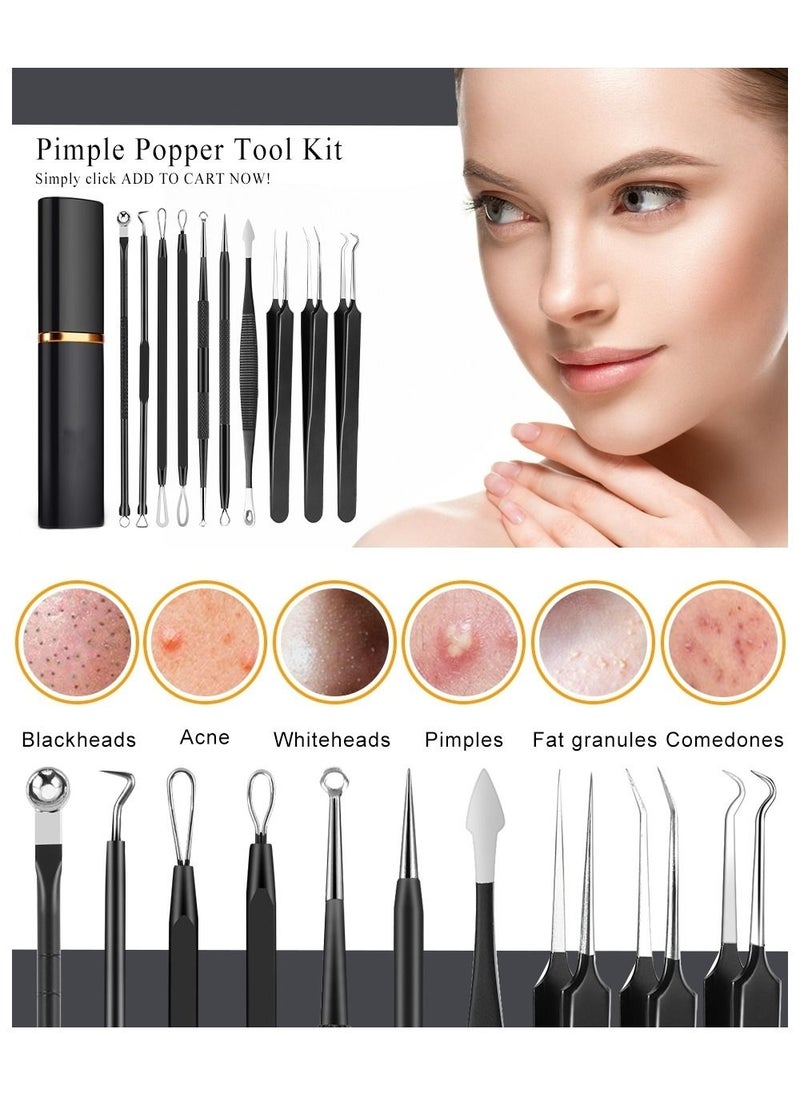 Blackhead Remover Tool 10 Pcs Professional Pimple Extractor Tool Acne Removal Kit - Treatment for Pimples Blackheads Zit Removing Forehead Facial and Nose