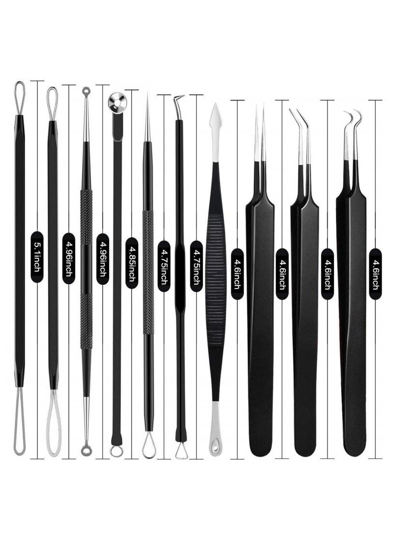 Blackhead Remover Tool 10 Pcs Professional Pimple Extractor Tool Acne Removal Kit - Treatment for Pimples Blackheads Zit Removing Forehead Facial and Nose