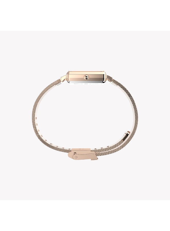 TIMEX Transcend Rose Gold-tone Rectangle Watch with Silver Dial TW2Y26200 | Women’s Elegant Timepiece - Image 2