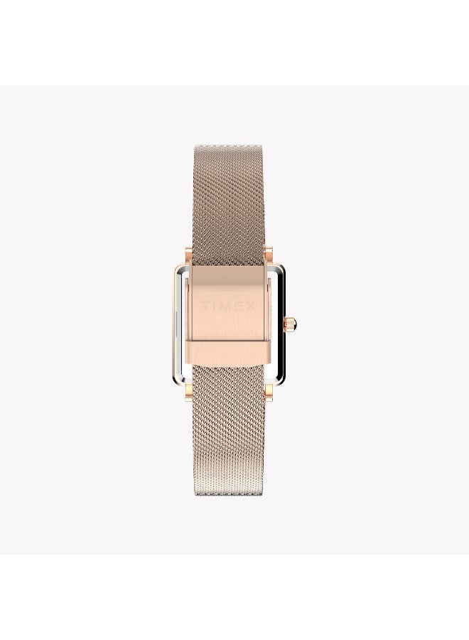 TIMEX Transcend Rose Gold-tone Rectangle Watch with Silver Dial TW2Y26200 | Women’s Elegant Timepiece - Image 3