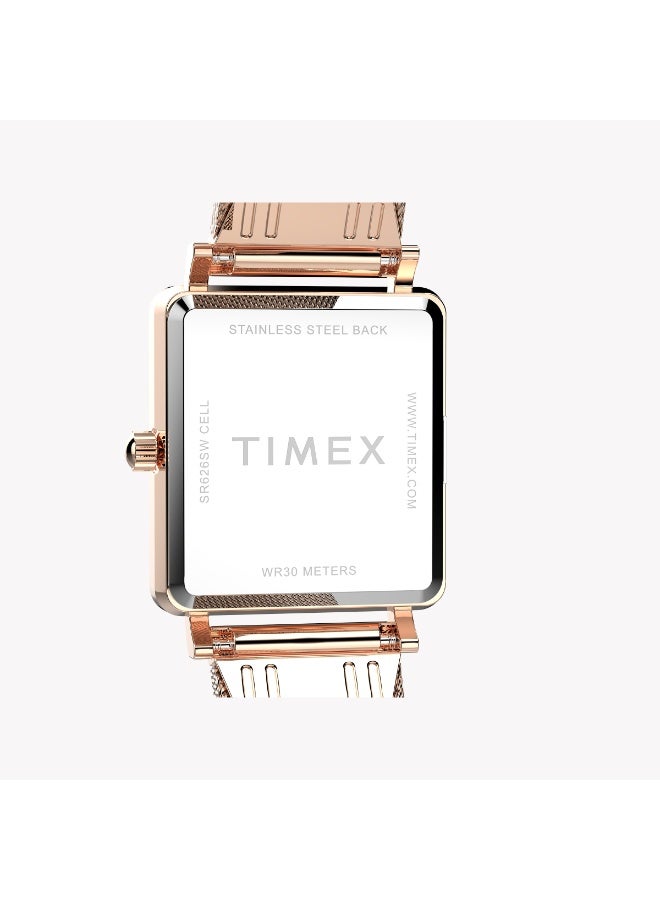 TIMEX Transcend Rose Gold-tone Rectangle Watch with Silver Dial TW2Y26200 | Women’s Elegant Timepiece - Image 4