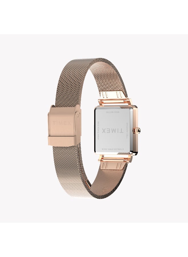TIMEX Transcend Rose Gold-tone Rectangle Watch with Silver Dial TW2Y26200 | Women’s Elegant Timepiece - Image 5