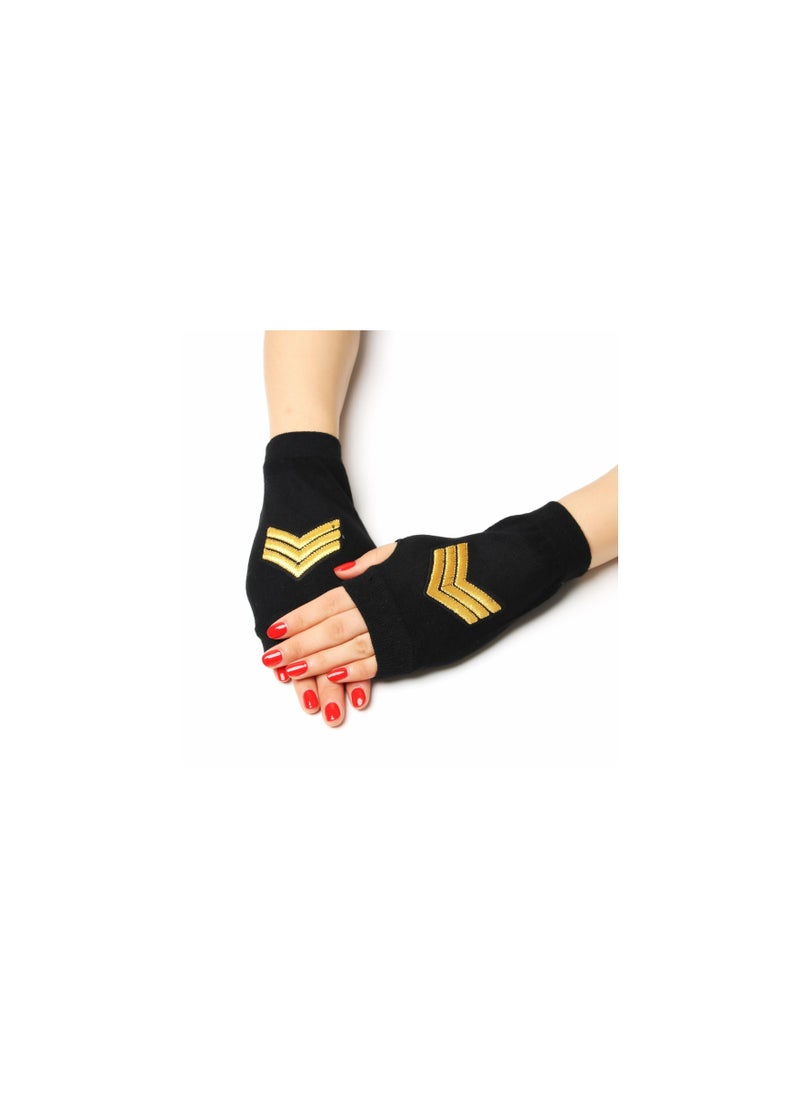 Loquat - Fingerless Knit Printed Gloves - Image 1