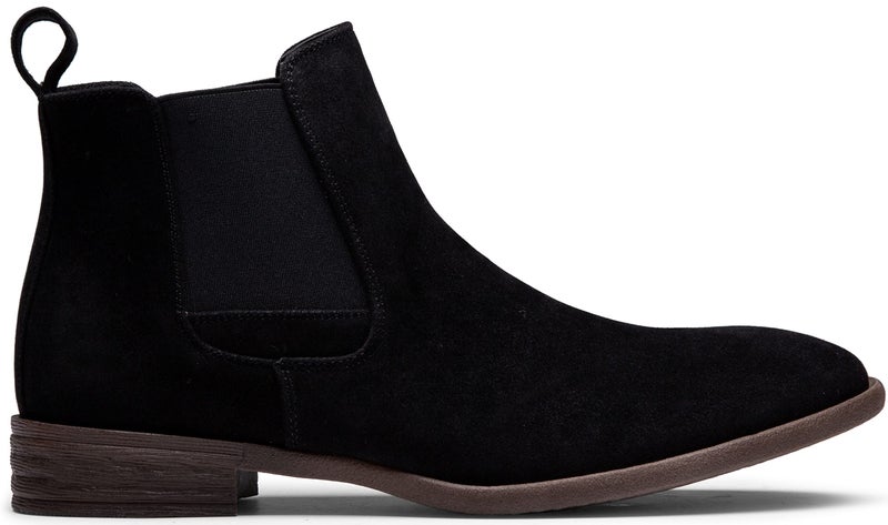 Jousen Men's Chelsea Boots Lightweight Casual Chukka Ankle Boots Classic Elastic Dress Boots For Men (AMY650A Black Suede 11.5) - Image 4