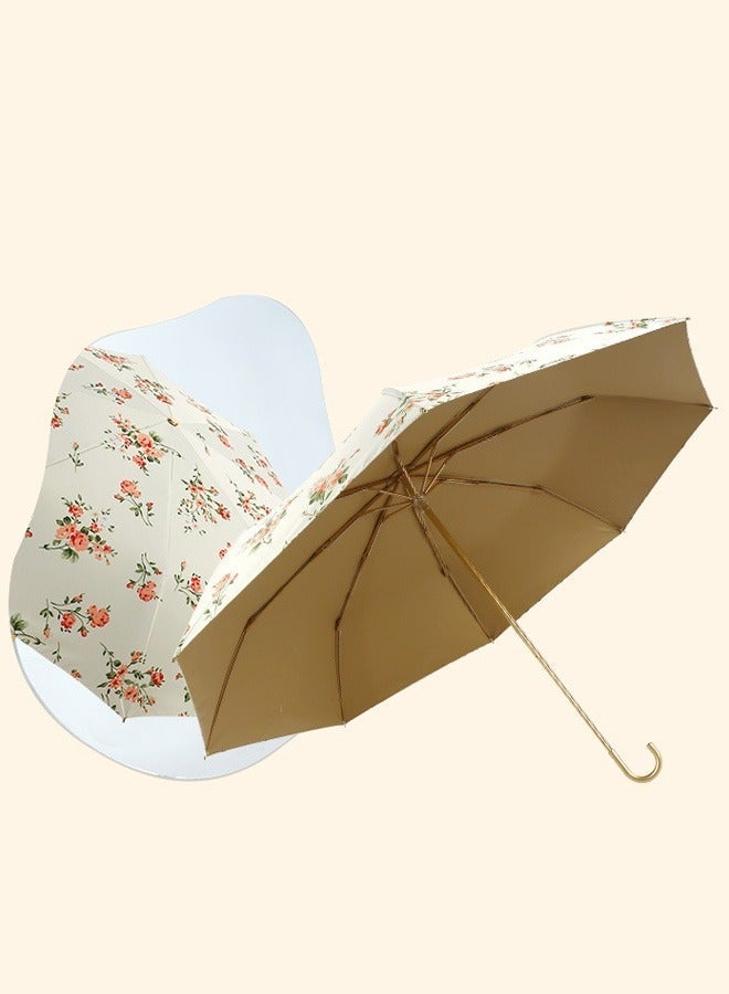 DUNISO Windproof Folding Travel Umbrella, Small Anti-UV Sun & Rain Umbrellas, Lightweight Compact Portable Umbrella, J Hook Curved Handle Umbrella for Women - Image 2