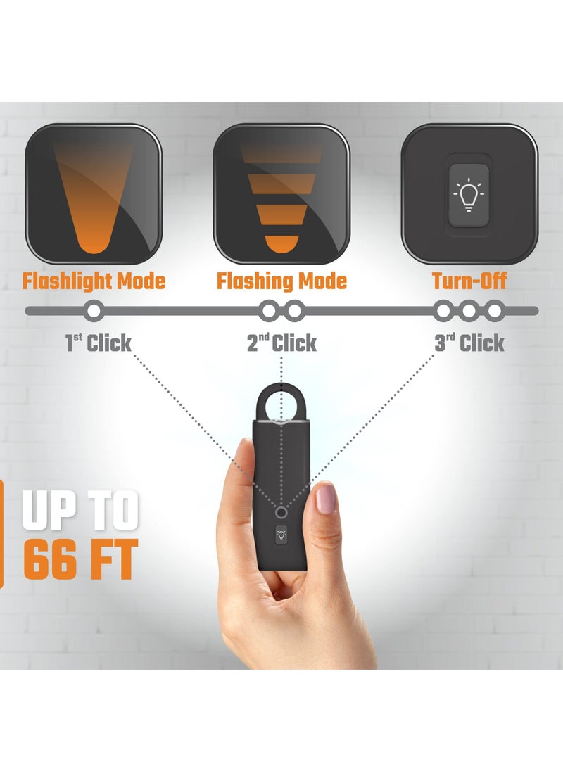 Generic - Personal Alarm Keychain for Women Safety Protection, USB Rechargeable 130 dB Self Defense Siren Sound Whistle with LED Light, Emergency Security Alert Pull Pin Key Chain for Kids Elderly - Image 1