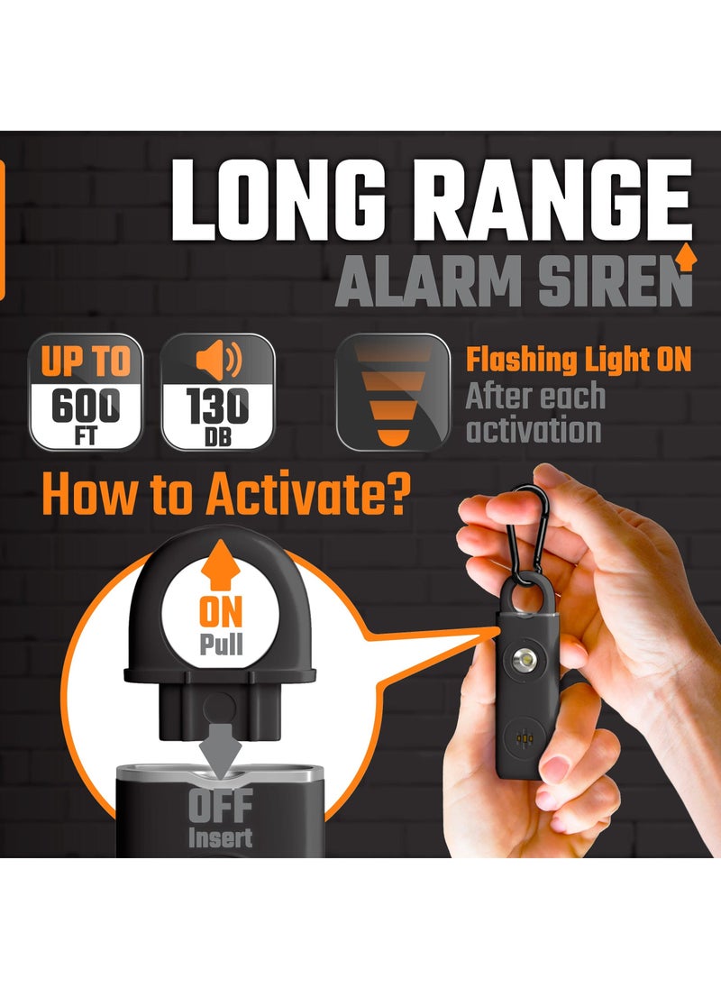Generic - Personal Alarm Keychain for Women Safety Protection, USB Rechargeable 130 dB Self Defense Siren Sound Whistle with LED Light, Emergency Security Alert Pull Pin Key Chain for Kids Elderly - Image 1