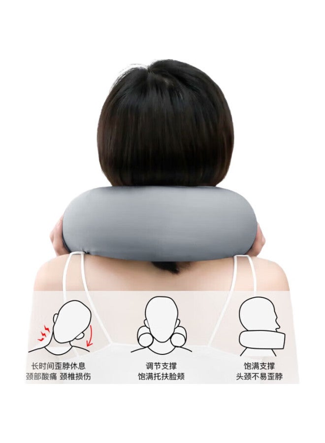 Yuzhaolin U-Shaped Neck Pillow, Portable Travel Neck Pillow, Airplane And High-Speed Rail Nap Pillow, Round Pillow, Multi-Purpose And Transformable - Image 3