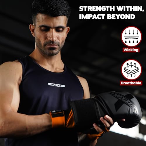 WYOX Gel Boxing Hand Wraps Inner Gloves for Men & Women, 80cm Quick Wrist Straps, Padded Knuckle Protection for Muay Thai Kickboxing, Hand Wraps for Boxing & Martial Arts (Orange, XS) - Image 4