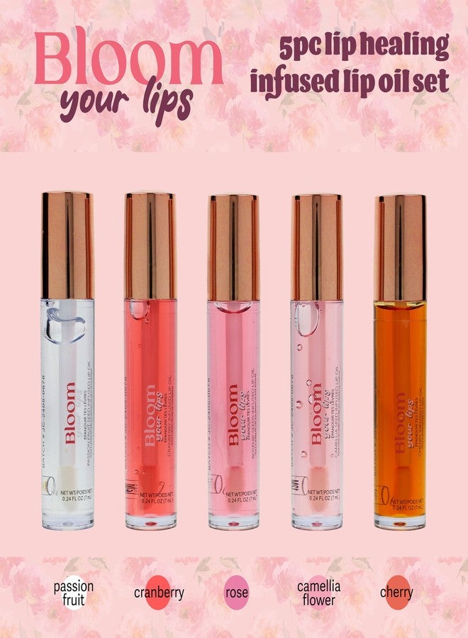 Expressions 5pc Lip Oil Set - Bloom Your Lips Style Essentials Lip Oils, Lip Healing Lip Oil Collection with Precision Applicator Wand | Moisturizing for Everyday Lip Care and Lip Repair (FLORAL - Image 4