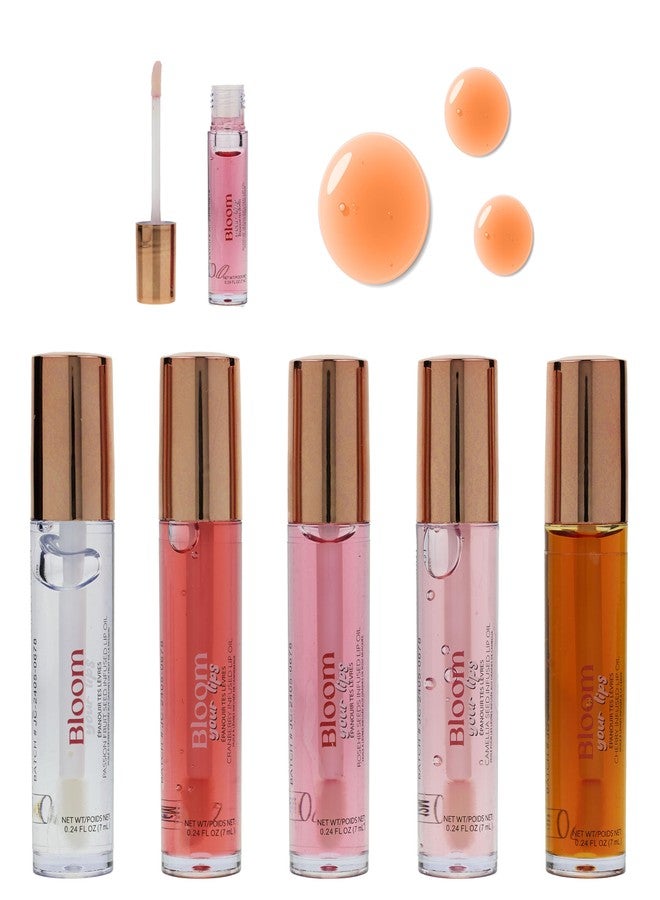 Expressions 5pc Lip Oil Set - Bloom Your Lips Style Essentials Lip Oils, Lip Healing Lip Oil Collection with Precision Applicator Wand | Moisturizing for Everyday Lip Care and Lip Repair (FLORAL - Image 1